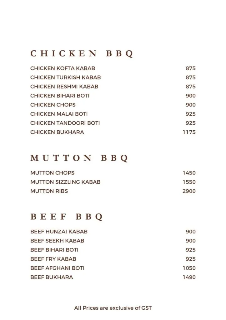 Coconut Grove BBQ Menu and their Prices