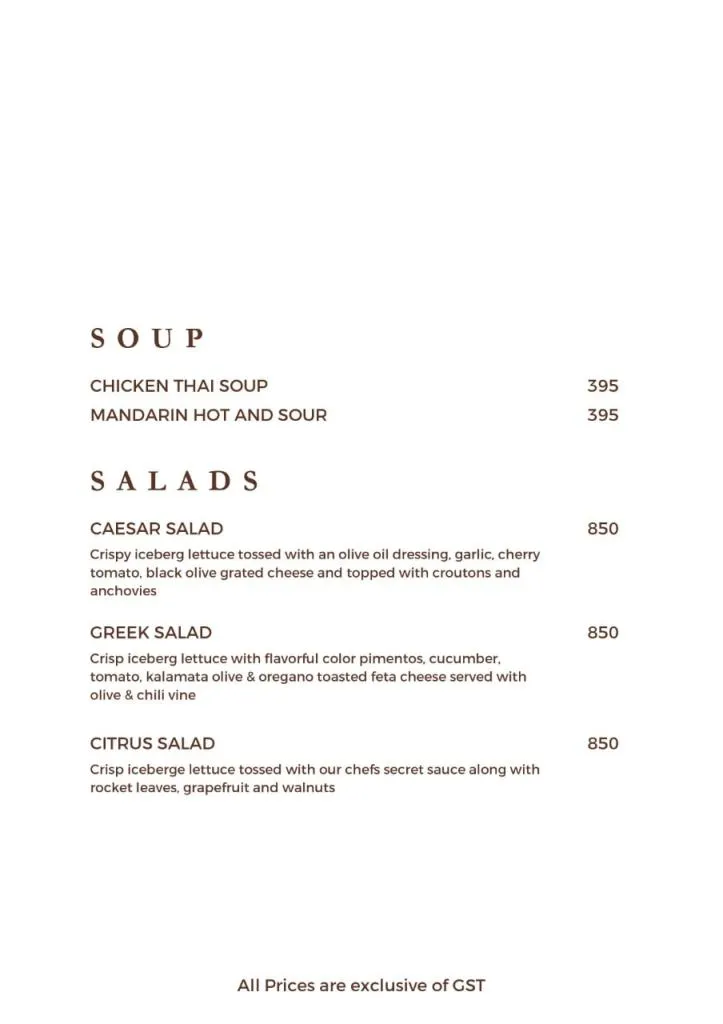 Coconut Grove Soup and Salad Menu along with their prices