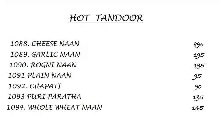 Kolachi Do Darya Hot Tandoor Menu Items & their prices