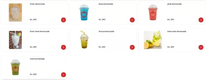 Redapple Lemonades Prices