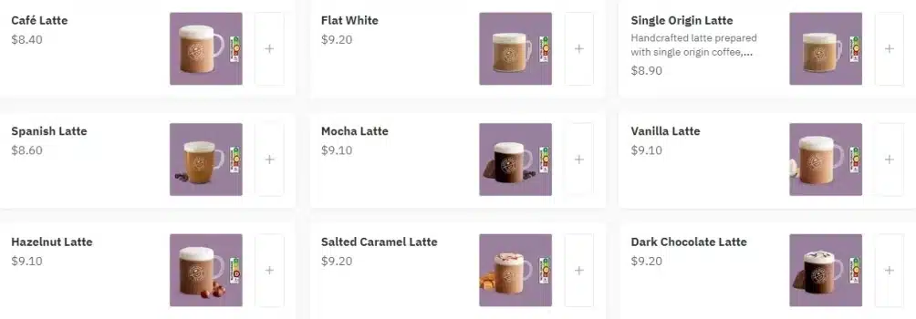 Signature Lattes Menu