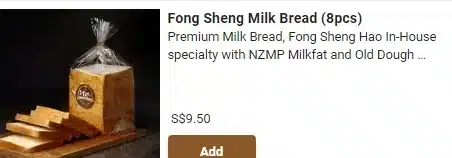 Fong Sheng Hao Milk Bread Menu Prices