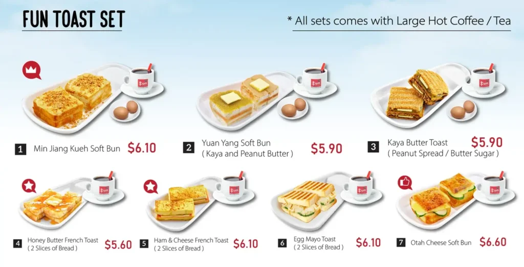 Fun Toast Set Menu Prices