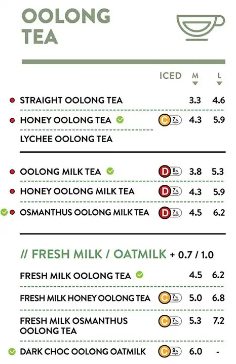 OOlong Menu Prices Woobbee Singapore