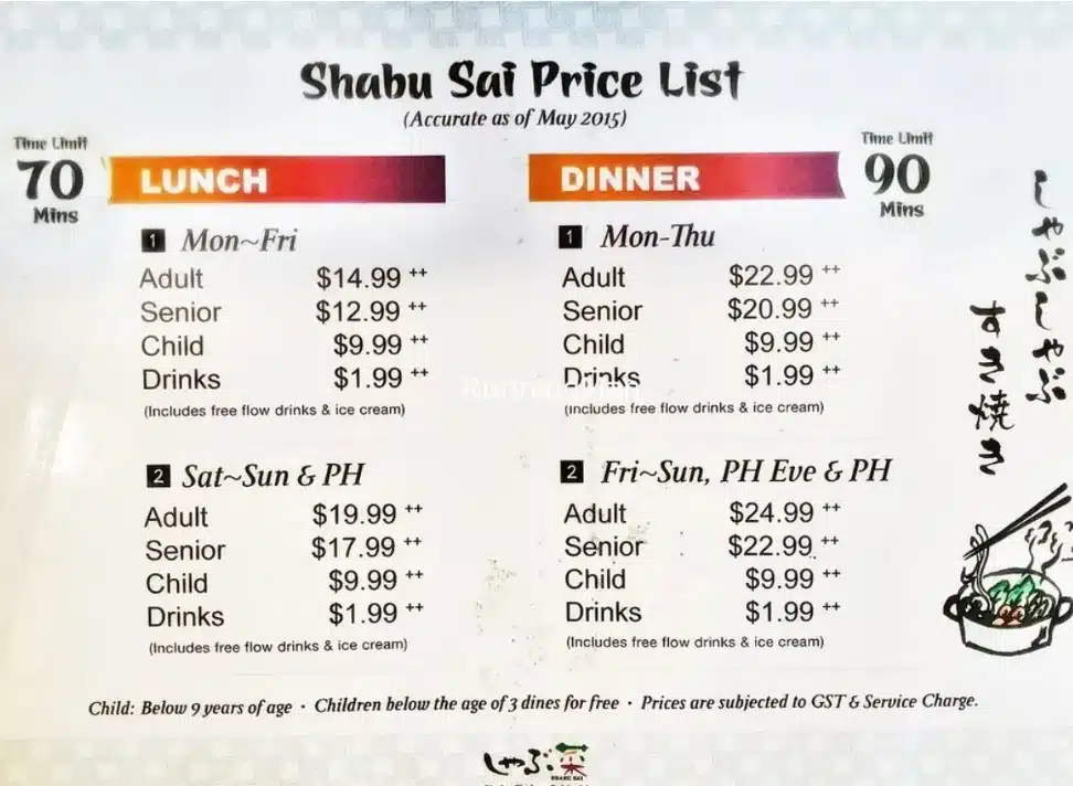 Shabu Sai Menu Prices