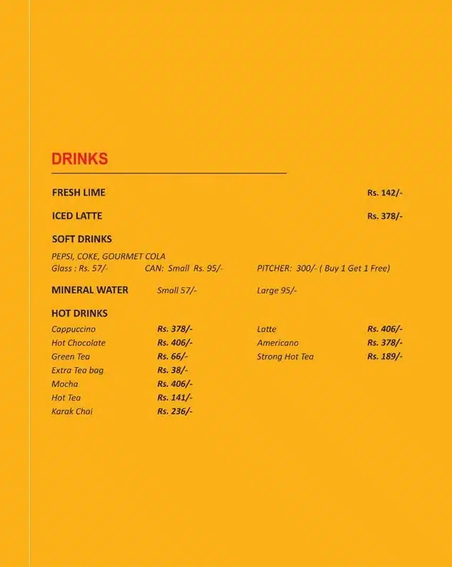 Chief Grill Drinks Menu Prices