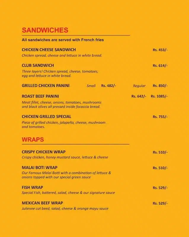 Chief Grill Sandwiches & Wraps menu