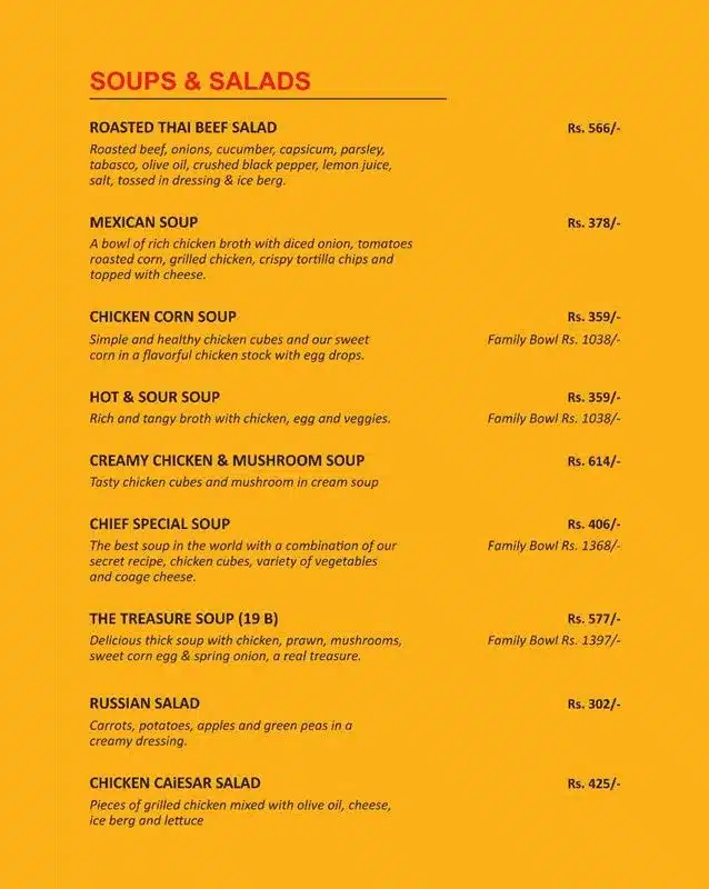 Chief Grill Soups and Salad menu