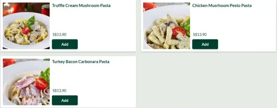 Tenderbest Cream Based Pasta Menu