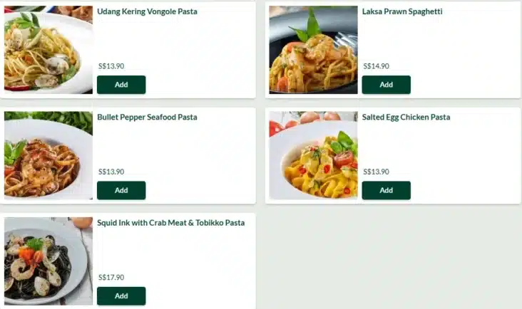 Tenderbest Fusion Pasta Menu