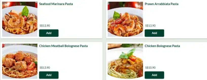 Tenderbest Tamato Based Pasta Menu