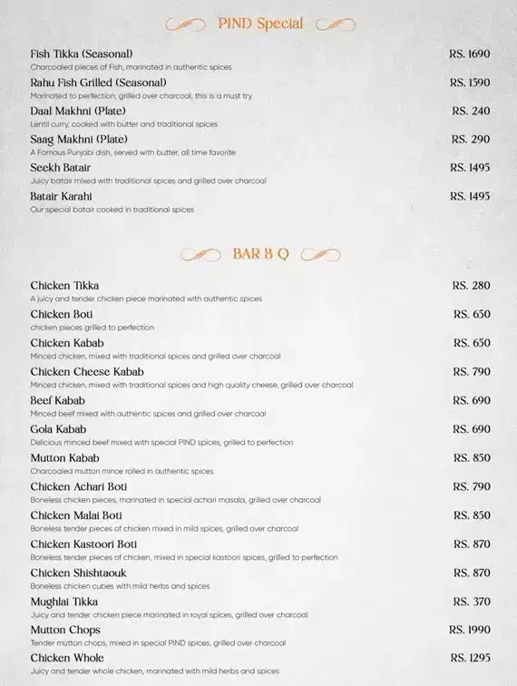 Pind Restaurant Menu Prices Page 3