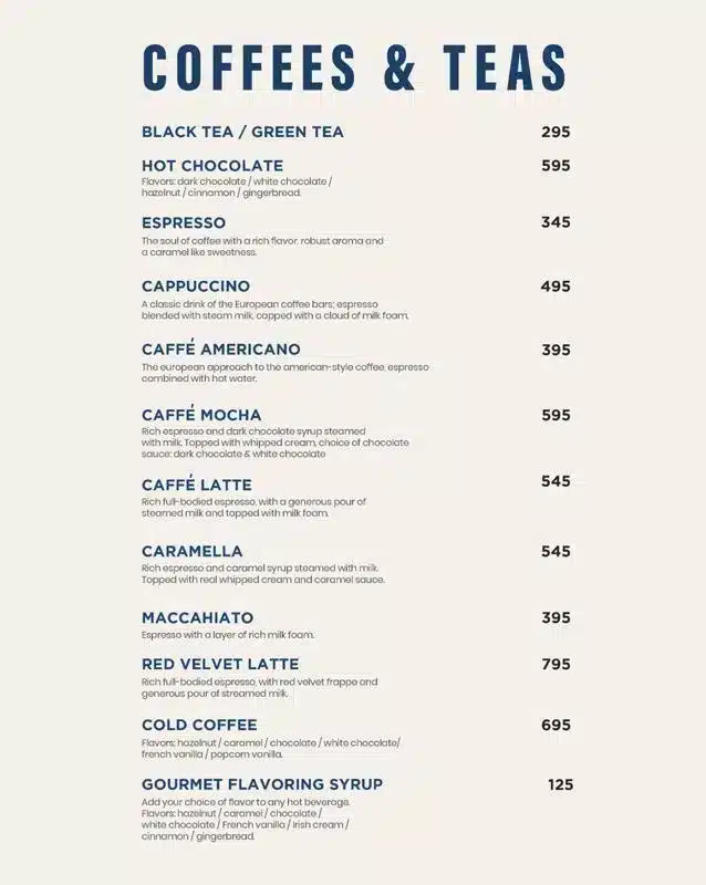 Roasters Coffee House & Grill Coffee & Teas Menu