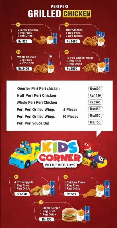 Chicken Cottage Grilled Chicken & Kid Conner Menu Sialkot