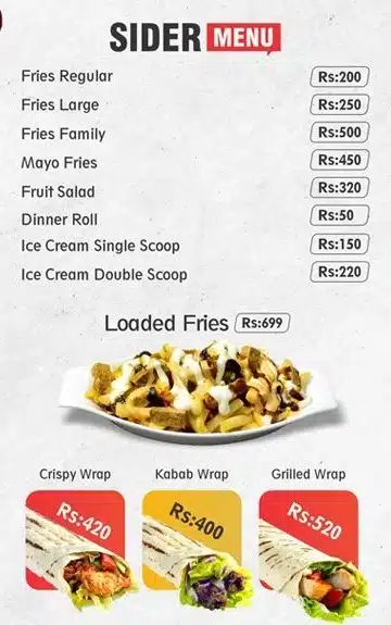 Chicken Cottage Siders Sialkot menu