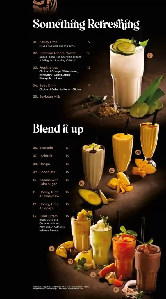 OLE OLE BALI Menu Page 1